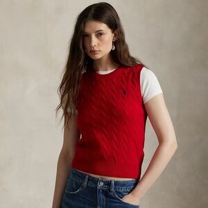 Polo Ralph Lauren Cable-Knit Wool-Cashmere Sweater Vest in Red